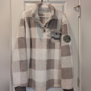 SIG SAUER Sherpa Pullover Large Buffalo Check Fleece Button Front